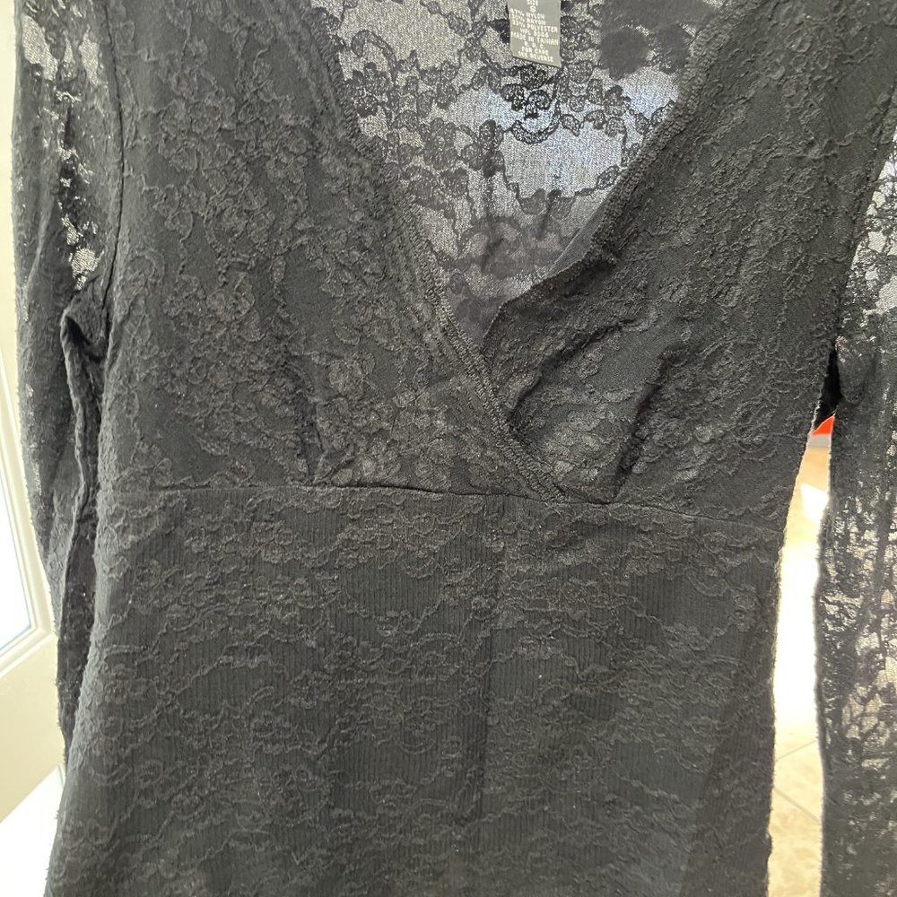Inc V-Neck Lace Long Sleeve  - Sexy Sheer